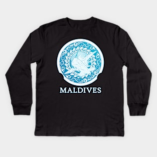 Republic of the Maldives Hammerhead Shark Kids Long Sleeve T-Shirt